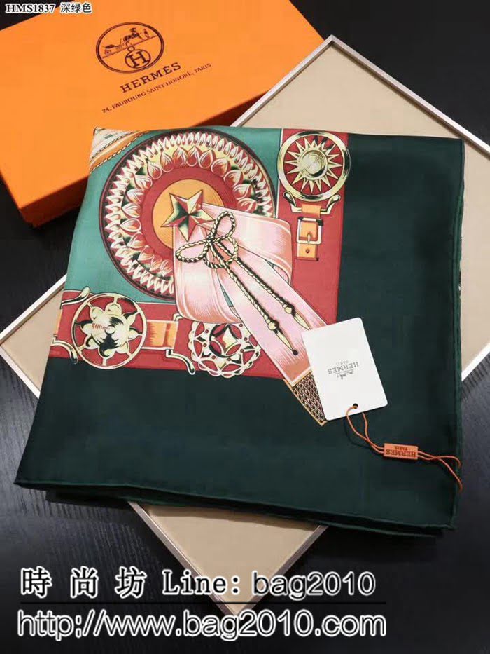 HERMES愛馬仕海外原單 斜紋真絲印花方巾 LLWJ7637